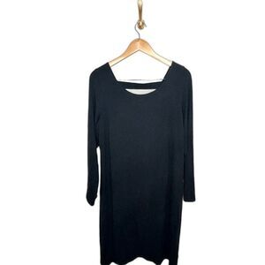 Eileen Fisher Midi Dress Black Size XL keyhole back LBD office business casual